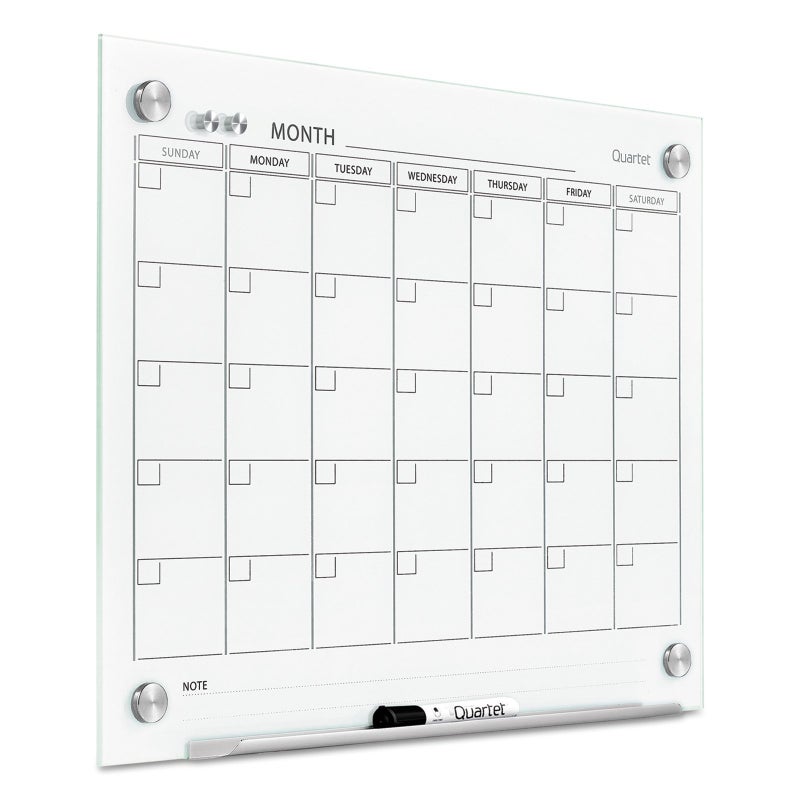 Quartet تقويم لوح أبيض مغناطيسي رباعي، لوح زجاجي قابل للمسح الجاف، 2' x 1.5'، سطح أبيض، بدون إطار، إنفينيتي (GC2418F) - Image 2